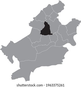 Black location map of the Frankfurter Mitte-Nord district (ortsbezirk) inside the German regional capital city of Frankfurt am Main, Germany