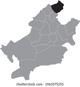 Black location map of the Frankfurter Nieder-Erlenbach district (ortsbezirk) inside the German regional capital city of Frankfurt am Main, Germany