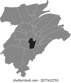 Mapa de ubicación en negro del barrio Gare dentro de los distritos urbanos grises mapa de la ciudad capital de Luxemburgo, Luxemburgo