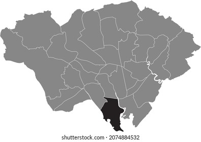 Black location map of the Grangetown electoral ward inside gray urban districts map of the Welsh capital city of Cardiff, United Kingdom