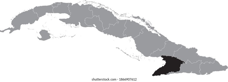 Black Location Map Of Granma Province Inside Gray Map Of Cuba