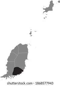 Black location map of Grenadian Saint David parish inside gray map of Grenada
