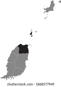 Black location map of Grenadian Saint Patrick parish inside gray map of Grenada