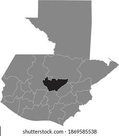 Black location map of the Guatemalan Baja Verapaz department inside gray map of Guatemala