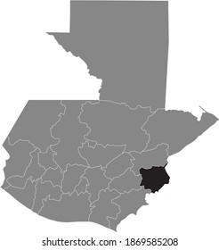 Schwarze Standortkarte des guatemaltekischen Chiquimula-Departements in grauer Karte Guatemalas