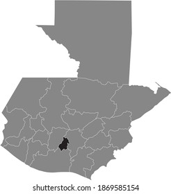 Black location map of the Guatemalan Sacatepéquez department inside gray map of Guatemala