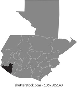Black location map of the Guatemalan Retalhuleu department inside gray map of Guatemala