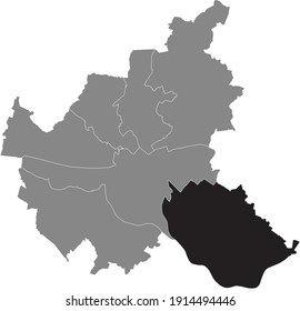 Black location map of the Hamburger Bergedorf borough (bezirk) inside gray map of the Free and Hanseatic City of Hamburg, Germany
