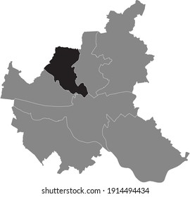 Black location map of the Hamburger Eimsbüttel borough (bezirk) inside gray map of the Free and Hanseatic City of Hamburg, Germany