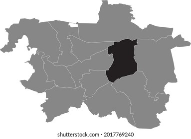 Black location map of the Hanoverian Buchholz-Kleefeld district inside the German regional capital city of Hanover, Germany