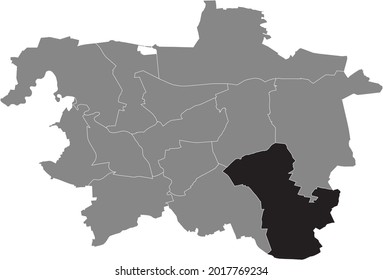 Black location map of the Hanoverian Kirchrode-Bemerode-Wülferode district inside the German regional capital city of Hanover, Germany