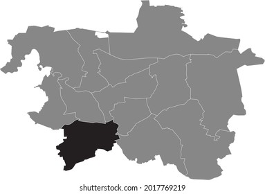 Black location map of the Hanoverian Ricklingen district inside the German regional capital city of Hanover, Germany