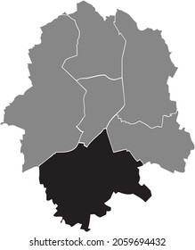 Black Location Map Of The Hiltrup District Inside Gray Urban Districts Map Of The German Regional Capital City Of Münster-Muenster, Germany