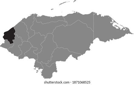 Black Location Map Of The Honduran Copán Department Inside Gray Map Of Honduras