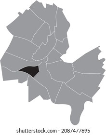 Mapa de ubicación en negro del distrito de Jonction dentro del mapa de distritos urbanos grises de la capital regional suiza de Ginebra, Suiza