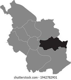Black location map of the Kölner Kalk district inside the German city of Cologne, Germany