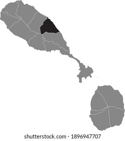 Black location map of Kittitian and Nevisian Saint Mary Cayon parish inside gray map of Saint Kitts and Nevis