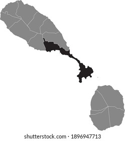 Black location map of Kittitian and Nevisian Saint George Basseterre parish inside gray map of Saint Kitts and Nevis