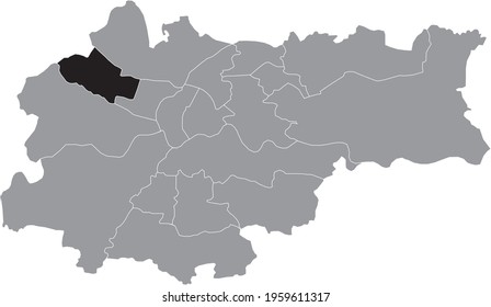 Black location map of the Krakovian Bronowice district inside the Polish regional capital city of Krakow, Poland