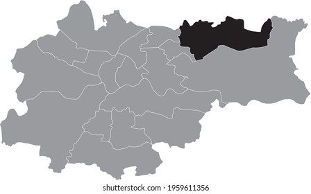 Black location map of the Krakovian Wzgórza Krzesławickie (Krzesławice Heights) district inside the Polish regional capital city of Krakow, Poland
