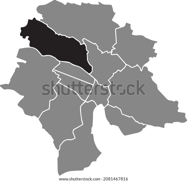 Black location map of the Kreis 10 District\
inside gray urban districts map of the Swiss regional capital city\
of Zurich, Switzerland