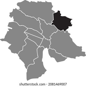 Mapa de ubicación en negro del distrito de Schwmodiingen 12 en distritos urbanos grises mapa de la capital regional suiza de Zúrich, Suiza