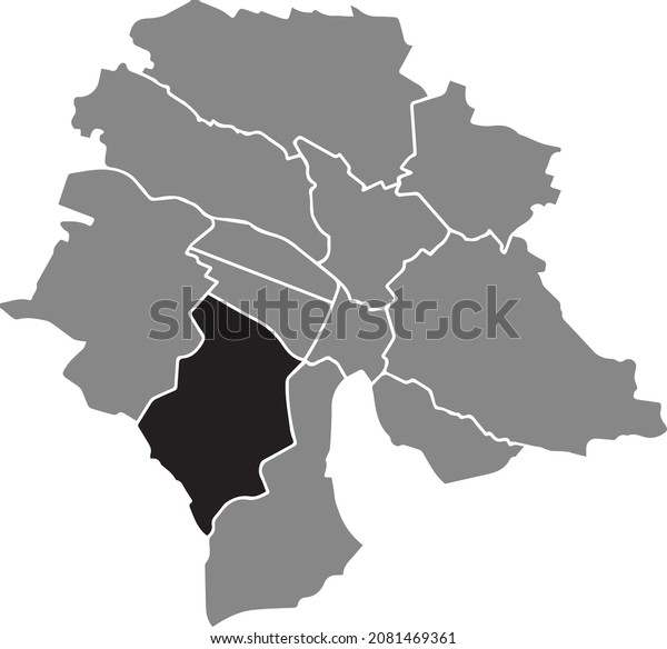 Black location map of the Kreis 3 Wiedikon\
District inside gray urban districts map of the Swiss regional\
capital city of Zurich,\
Switzerland