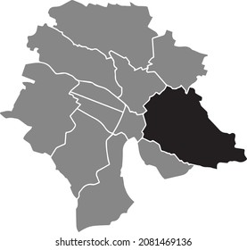 Mapa de ubicación en negro del distrito Kreis 7 dentro de los distritos urbanos grises mapa de la capital regional suiza de Zúrich, Suiza