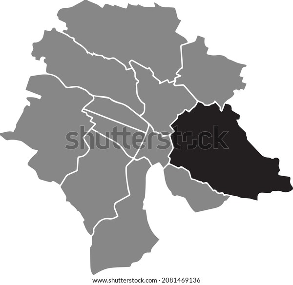 Black location map of the Kreis 7 District\
inside gray urban districts map of the Swiss regional capital city\
of Zurich, Switzerland