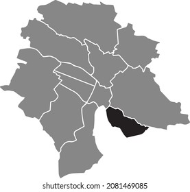 Mapa de ubicación en negro del distrito Kreis 8 Riesbach dentro de los distritos urbanos grises mapa de la capital regional suiza de Zúrich, Suiza