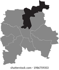 Black location map of the Leipziger North (Nord) district inside the German regional capital city of Leipzig, Germany