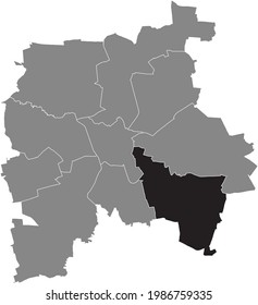 Black location map of the Leipziger Southeast (Südost) district inside the German regional capital city of Leipzig, Germany