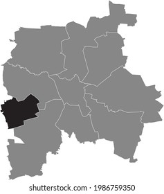 Mapa de ubicación en negro del distrito oeste de Leipziger, dentro de la capital regional alemana de Leipzig, Alemania
