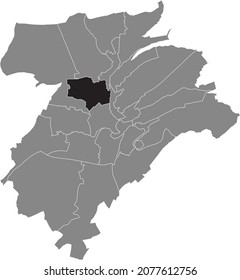 Black location map of the Limpertsberg Quarter inside gray urban districts map of the Luxembourgish capital city of Luxembourg City, Luxembourg