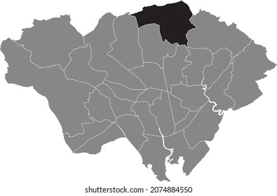 Black location map of the Lisvane electoral ward inside gray urban districts map of the Welsh capital city of Cardiff, United Kingdom