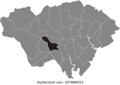 Black location map of the Llandaff electoral ward inside gray urban districts map of the Welsh capital city of Cardiff, United Kingdom