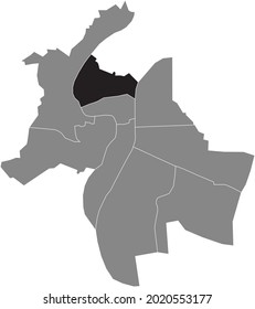 Black location map of the Lyonnais 4th arrondissement district inside the French regional capital city of Lyon, France