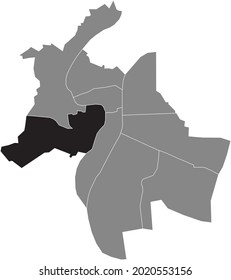 Black location map of the Lyonnais 5th arrondissement district inside the French regional capital city of Lyon, France