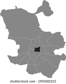 Black location map of Madrilenian Salamanca neighborhood inside gray map of Madrid, Spain