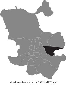 Black location map of Madrilenian San Blas-Canillejas neighborhood inside gray map of Madrid, Spain