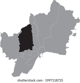 Black location map of the Malagenean Puerto de la Torre district inside the Spanish regional capital city of Malaga, Spain