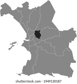 Black location map of the Marseillais 4th Arrondissement (La Blancarde, Les Chartreux, Chutes-Lavie, Cinq Avenues) inside the French city of Marseille, France