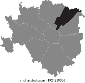 Black location map of the Milanese Municipio 2 Zone inside gray map of Milan, Italy (Stazione Centrale, Gorla, Turro, Greco, Crescenzago)