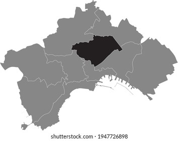 Black location map of the Neapolitan 3rd municipality (San Carlo all'Arena, Stella) inside the Italian city of Naples, Italy