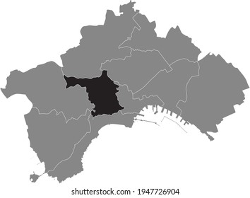 Mapa de ubicación negra del quinto municipio napolitano (Arenella, Vomero) dentro de la ciudad italiana de Nápoles, Italia