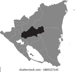 Black location map of the Nicaraguan Matagalpa department inside gray map of Nicaragua