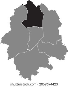 Black Location Map Of The Nord District Inside Gray Urban Districts Map Of The German Regional Capital City Of Münster-Muenster, Germany