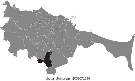 Black location map of the gdański Orunia Górna-Gdańsk Południe district inside the Polish regional capital city of Gdansk, Poland