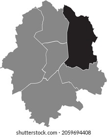 Black Location Map Of The Ost District Inside Gray Urban Districts Map Of The German Regional Capital City Of Münster-Muenster, Germany