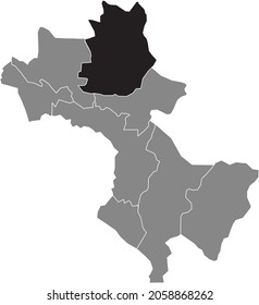 Black location map of the Pavlos Melas municipal unit inside gray urban municipal units map of the Greek regional capital city of Thessaloniki, Greece